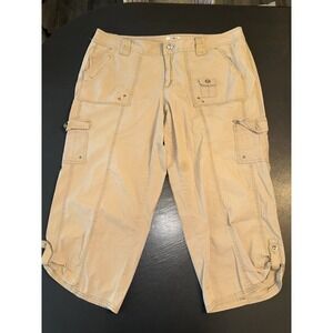 Cato Woman Khaki Cargo Capri Pants Utility Pockets Stretch Casual Women's 18W